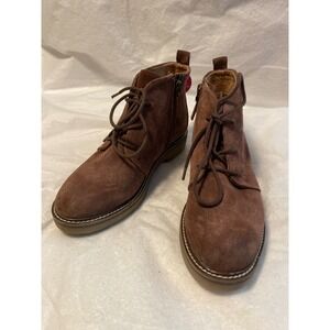 Comfortiva Align Brown Suede Leather Ankle Boots Lace Up Side Zip CT0032920 8W